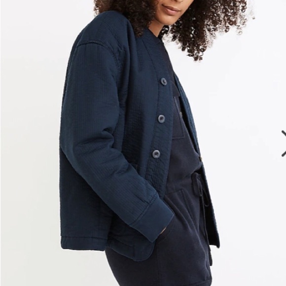 Madewell Blue Stitched-Texture Jacket NWT Womens Small - Picture 2 of 12